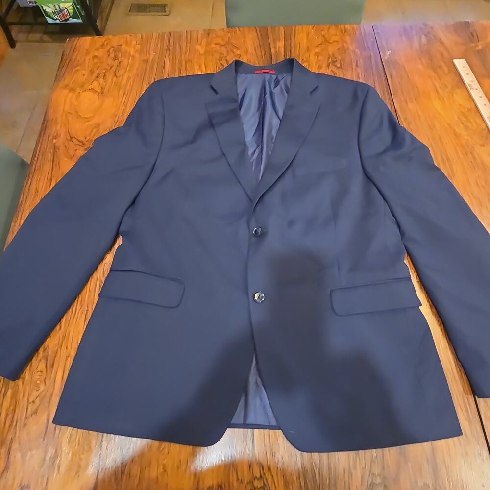 Alfani Mens Navy Blue Long Sleeve Pocket Two-Button Suit Jacket Blazer Sz XL 44R